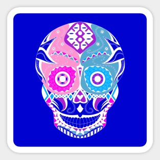 skeleton smiley ecopop art in tribal mexican pattern Sticker